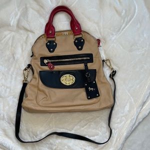 Emma Fox fold over leather tote multi color